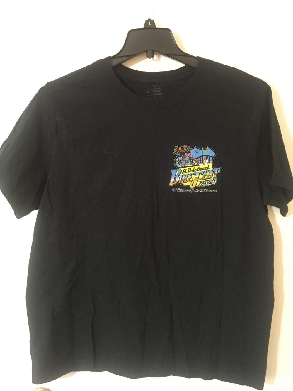 Saint Pete Beach Bike Fest 2020, 4th Annual Refueled & Reloaded Black L T-shirt